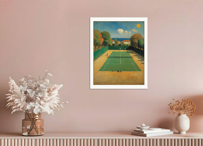 Poster: Surreal visions with fantastic images, Tennis court