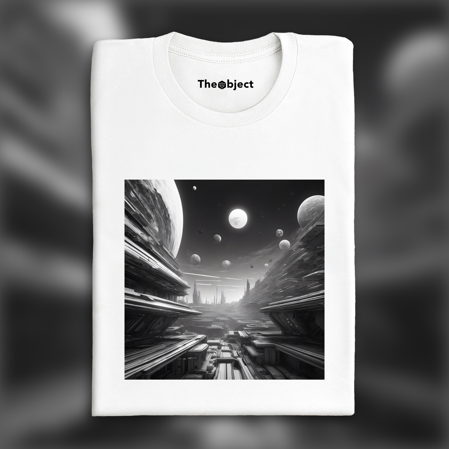 T-Shirt - Urban Abstract Explorations, Black and White, Exoplanet Landscape, Eye - 3198329655