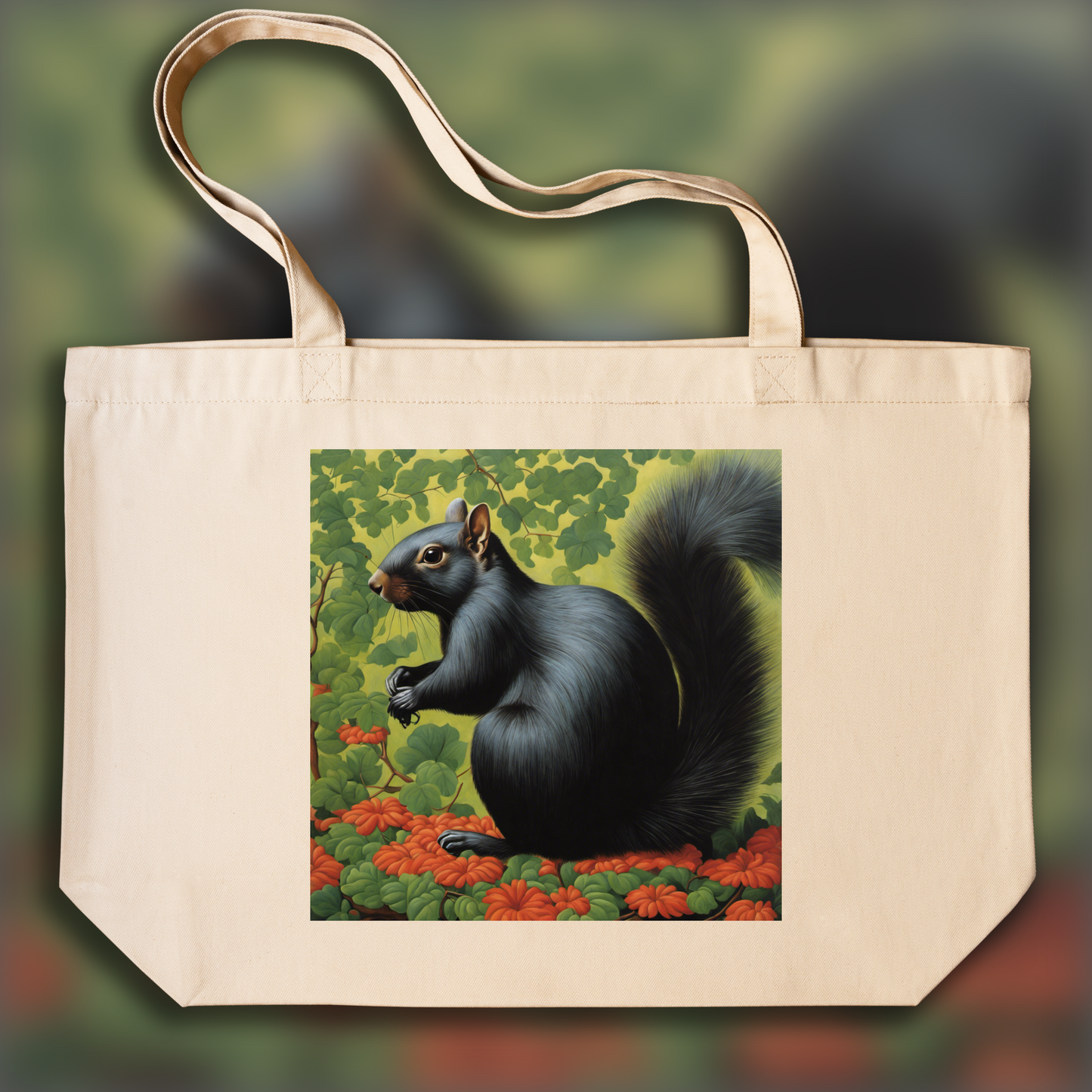 Tote bag - Surréalisme belge, a black squirrel - 854279793