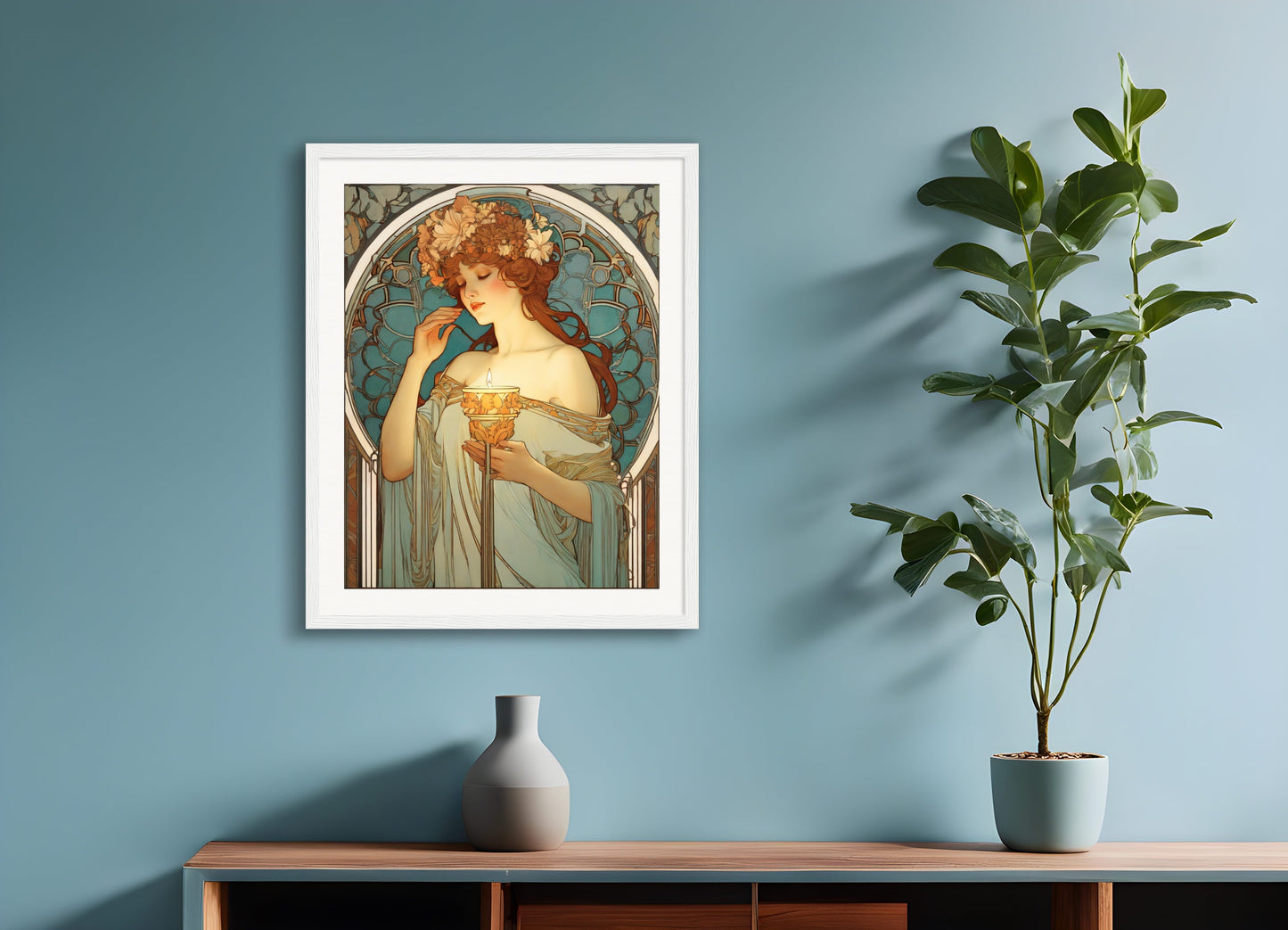 Poster with wood frame: , Candle