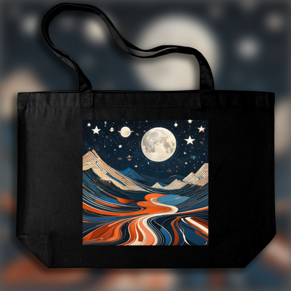 Tote bag - Futurisme, Lune et ciel étoilé - 1287785752