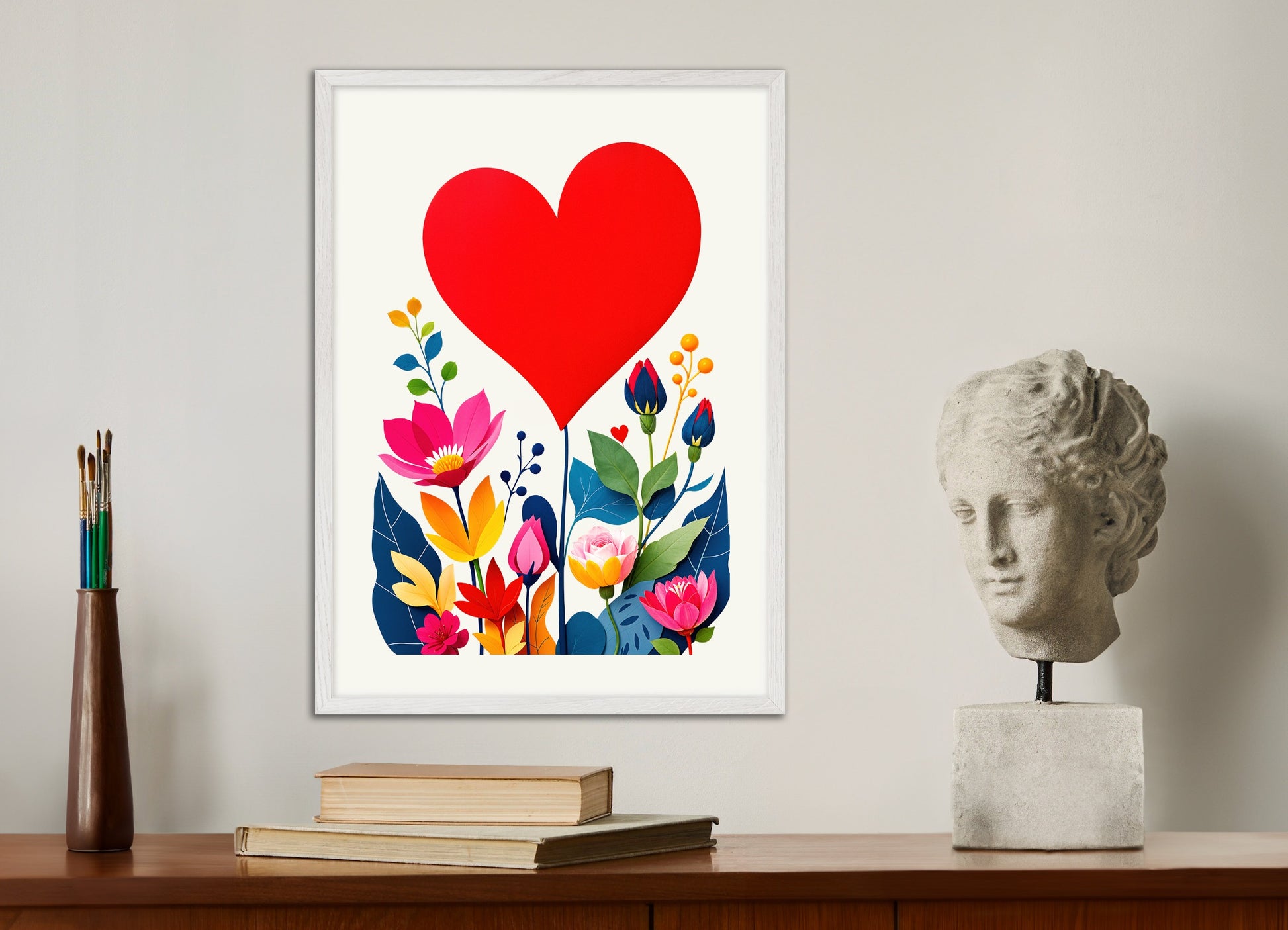 Poster with white wood frame: Floral cut-outs