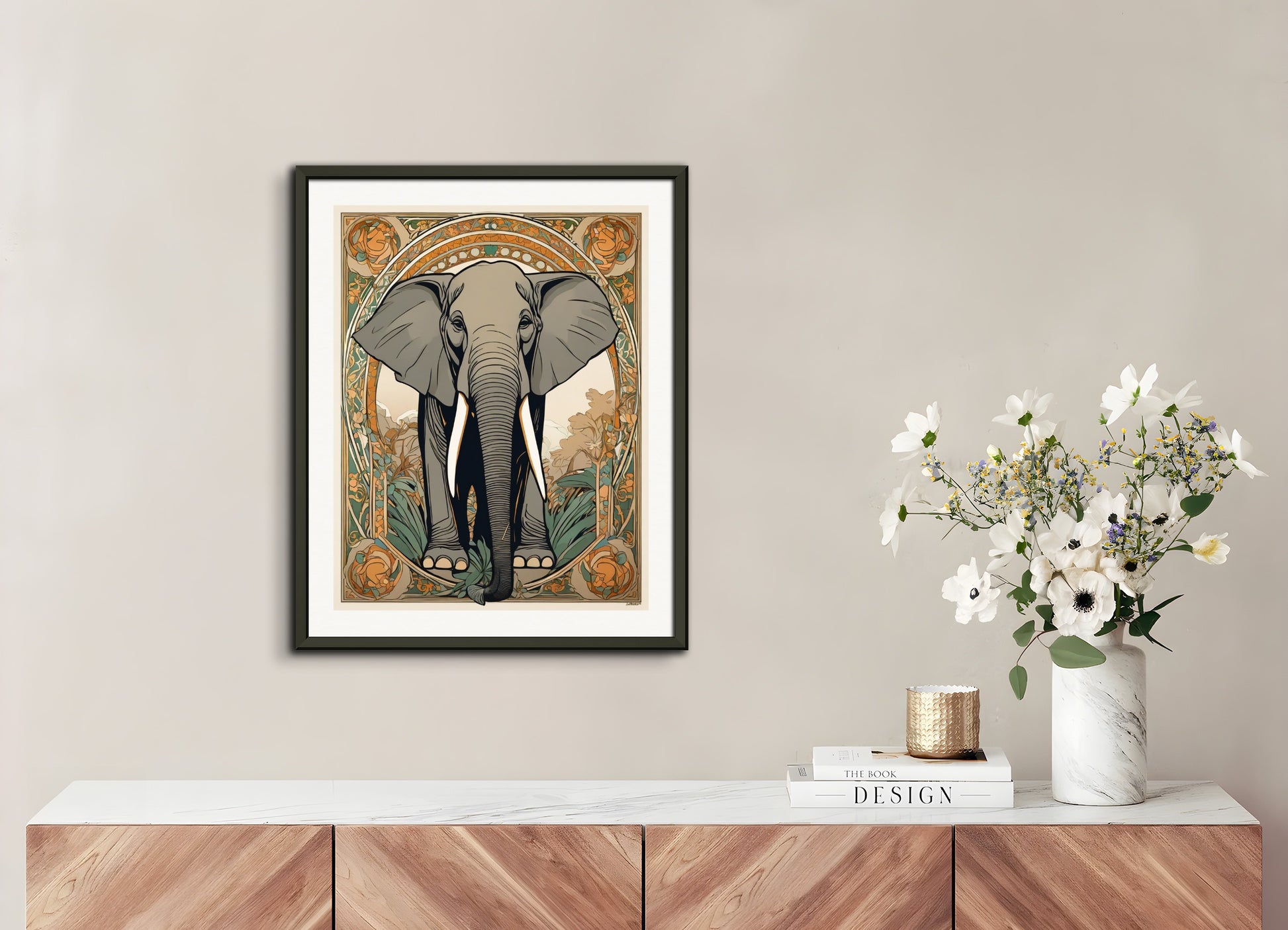 Poster with metal frame: , Elephant