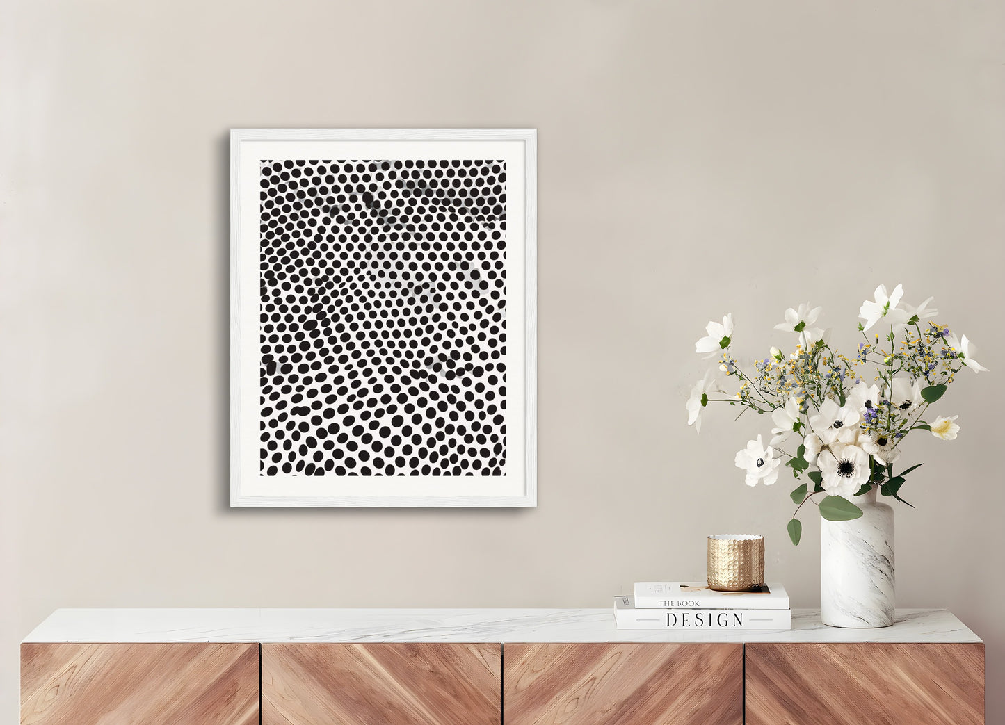 Poster with wood frame: Halftone dot, Cube