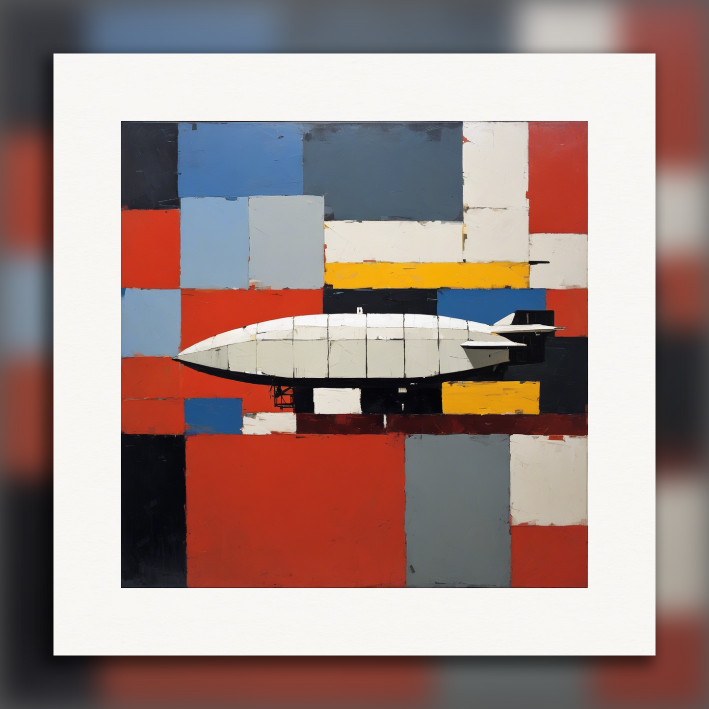 Poster - Figurative abstraction, thick and textured geometric shapes, Zeppelin - 1724975525