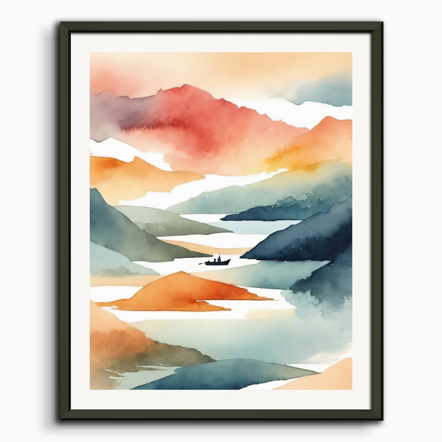 Poster: Abstract watercolor illustration using a gradient of colors, Boat