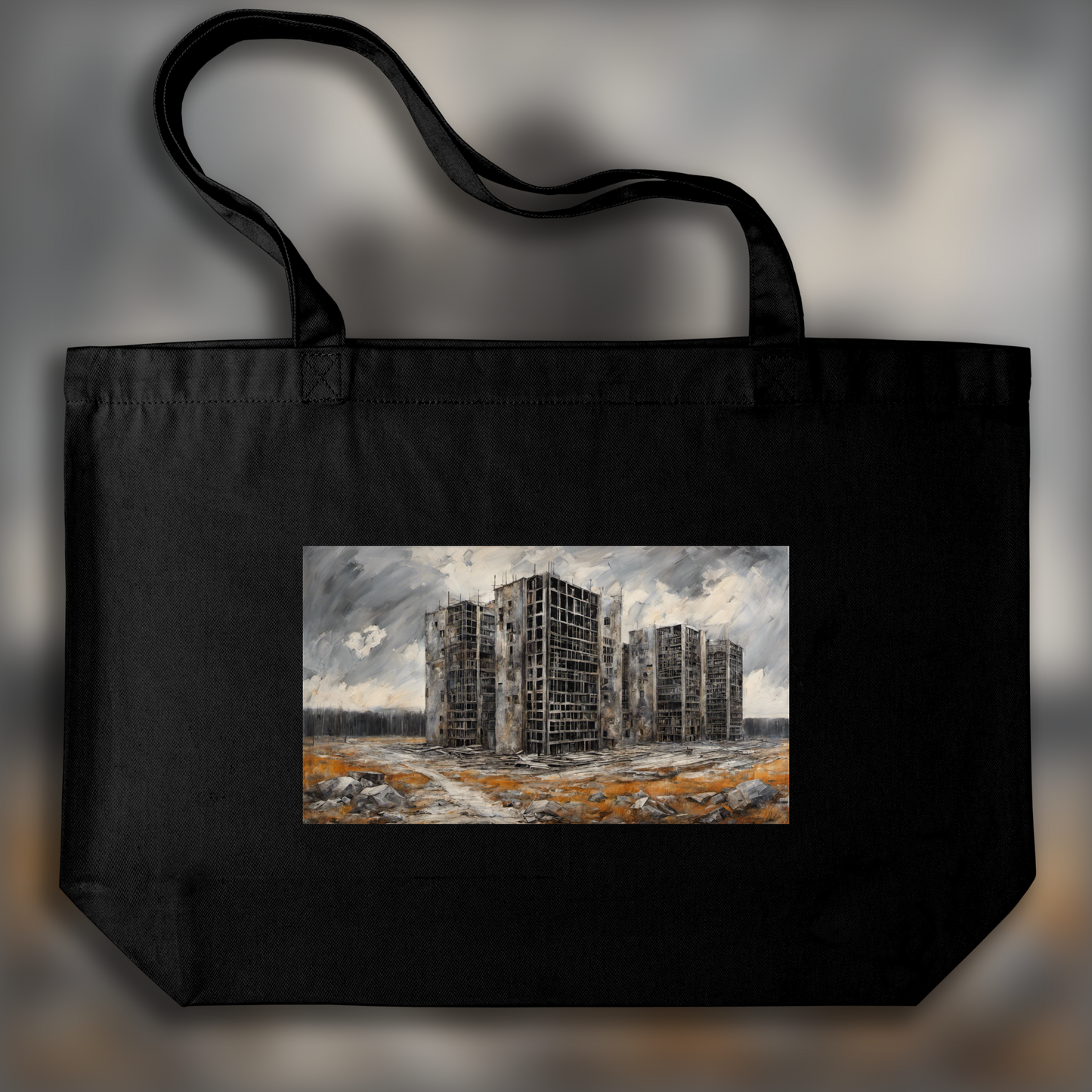 Tote bag - Contemporary German neo-expressonism, Brutalist architecture, city - 1621212597