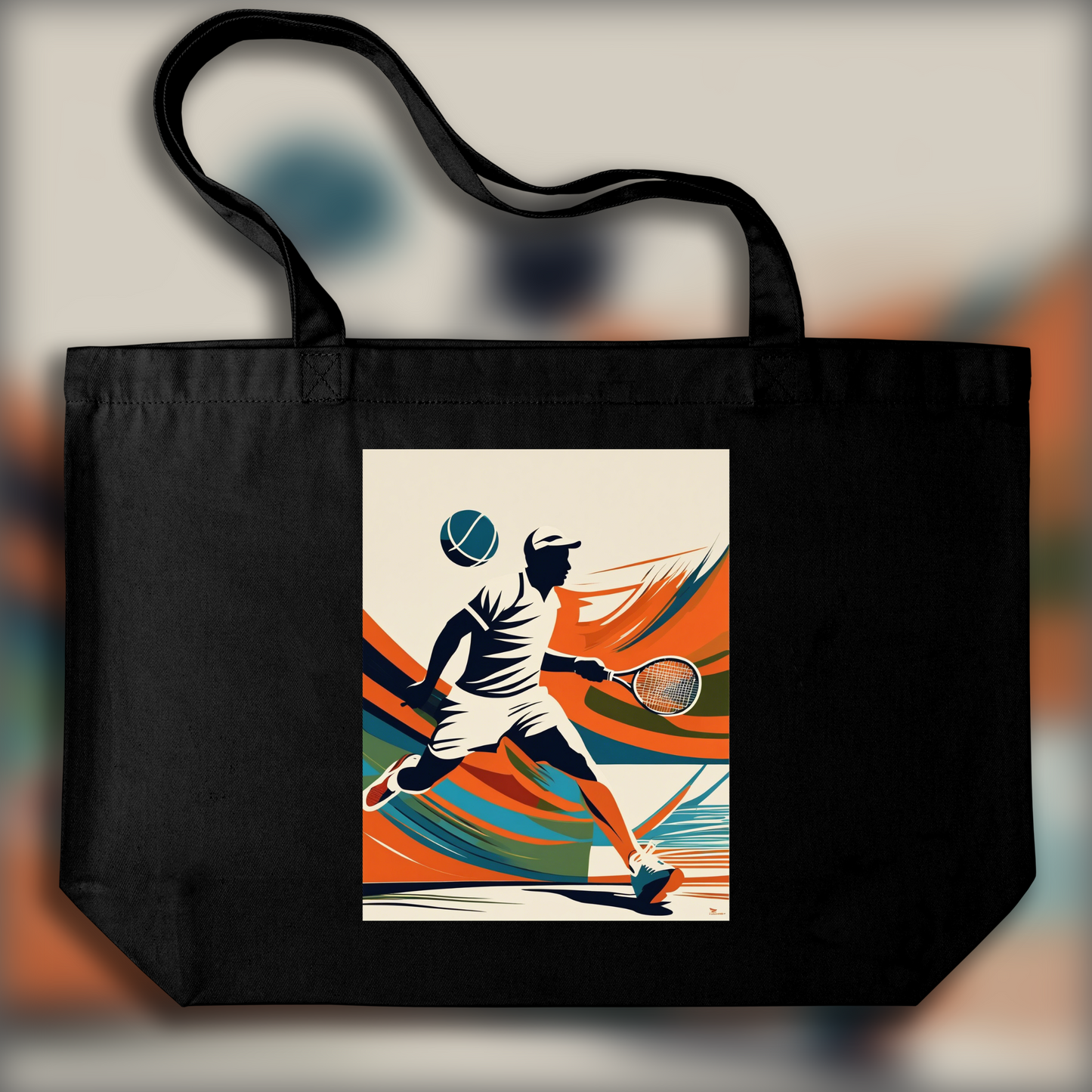 Tote bag - Clean American, modern and nervous illustration, Tennis player - 4283238361