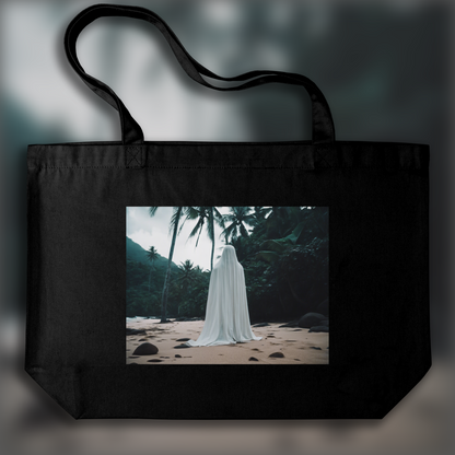 Tote bag - Cinématique, A white ghost cyborg in the Seychelles - 2295068123