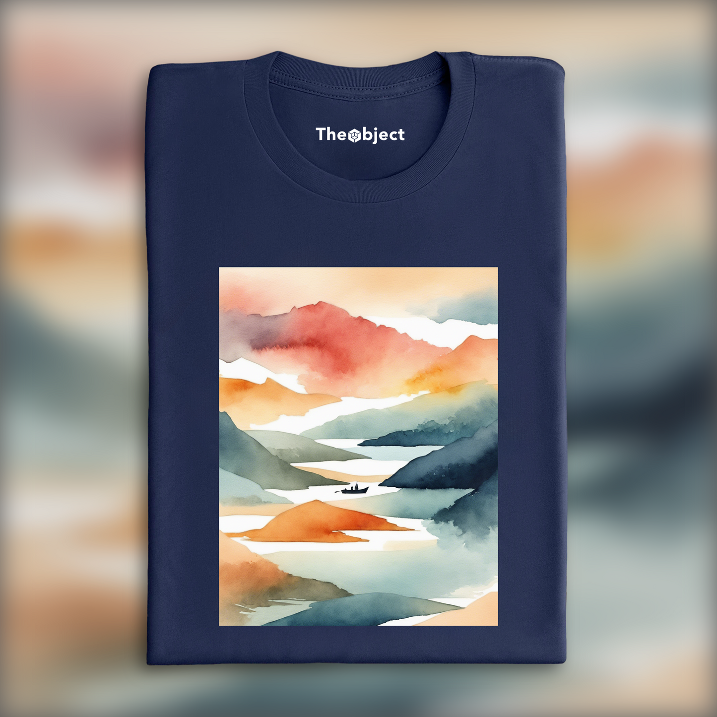 T-Shirt - Abstract watercolor on color gradients, Boat - 3822021847