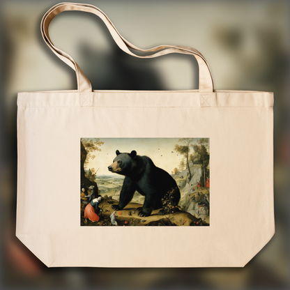 Tote bag - Moral allegories and chaotic visions of heaven and hell, a black bear - 2642682415