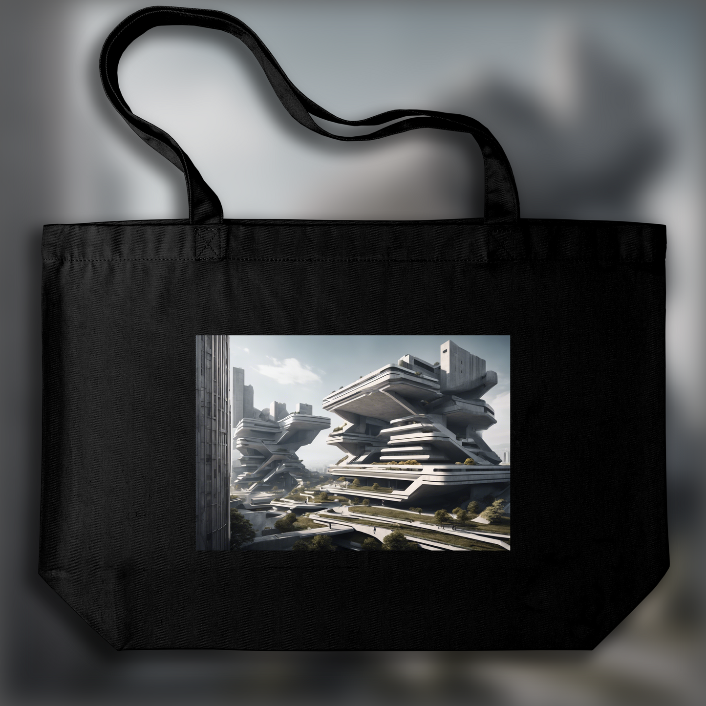 Tote bag - Brutalism, Futuristic city - 1950289918