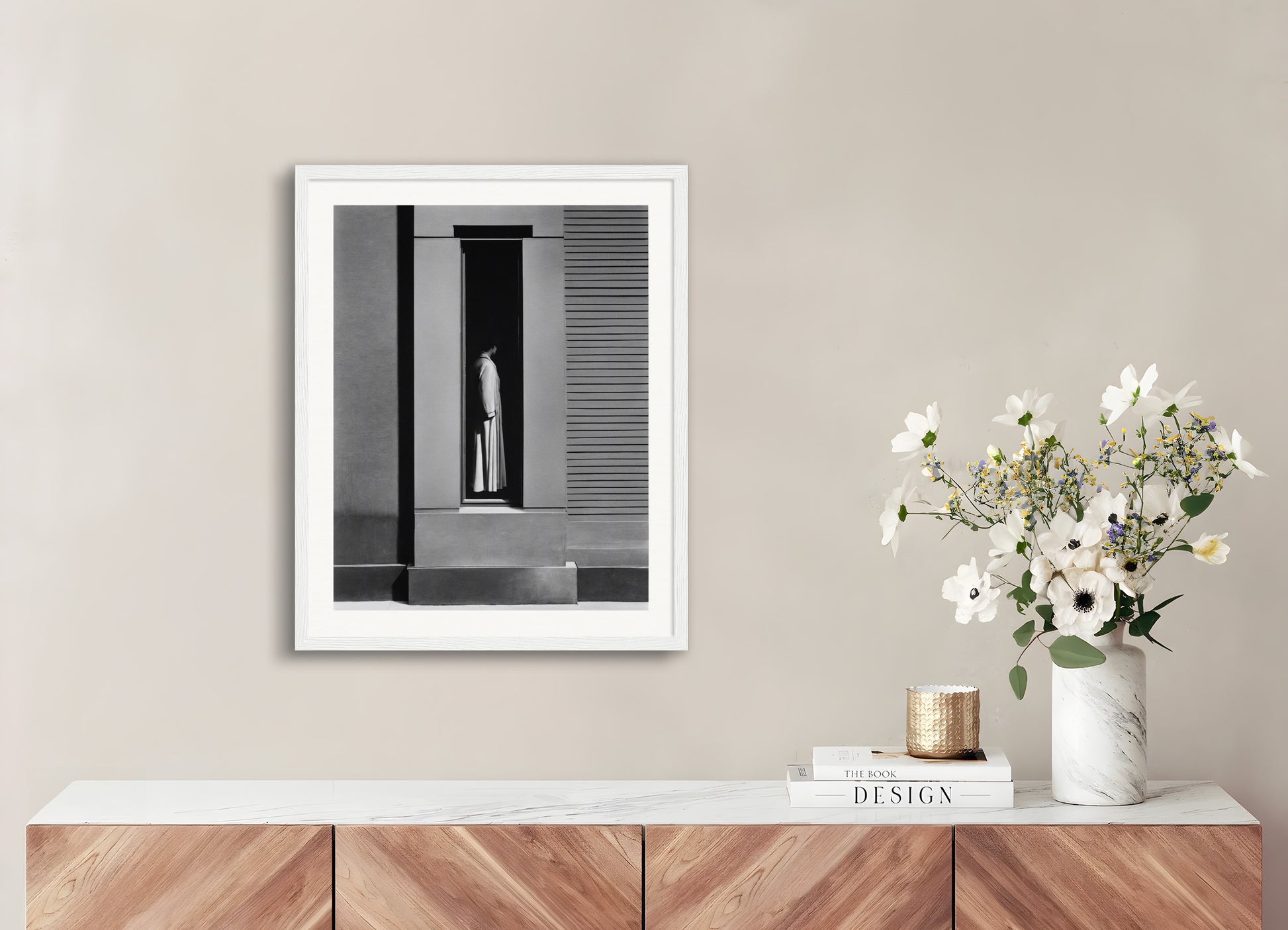 Poster with wood frame: Urban, black and white abstract explorations, 