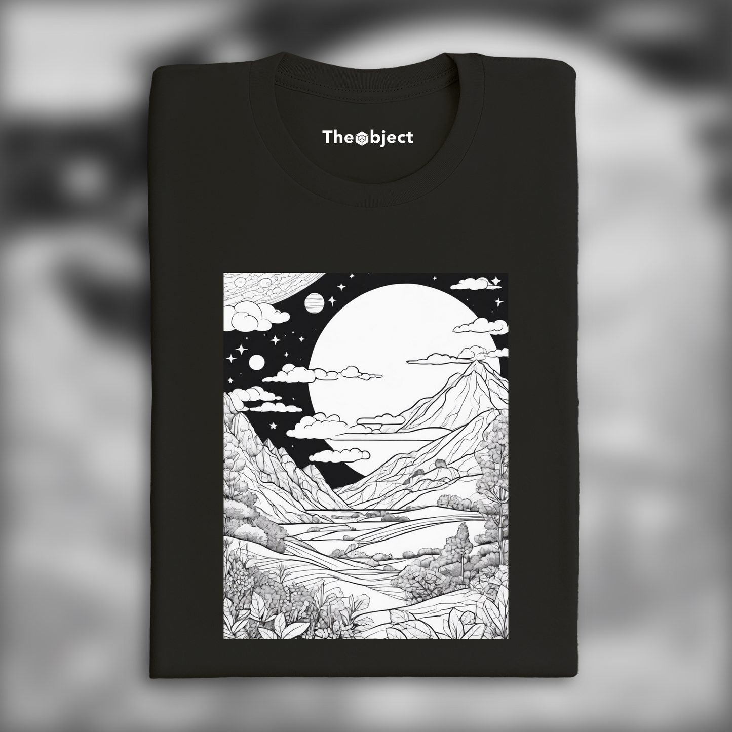 T-Shirt - Drawing for coloring, a comet flies towards the earth - 2665634860