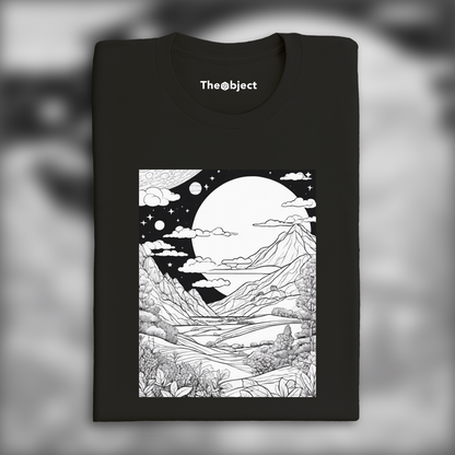 T-Shirt - Drawing for coloring, a comet flies towards the earth - 2665634860