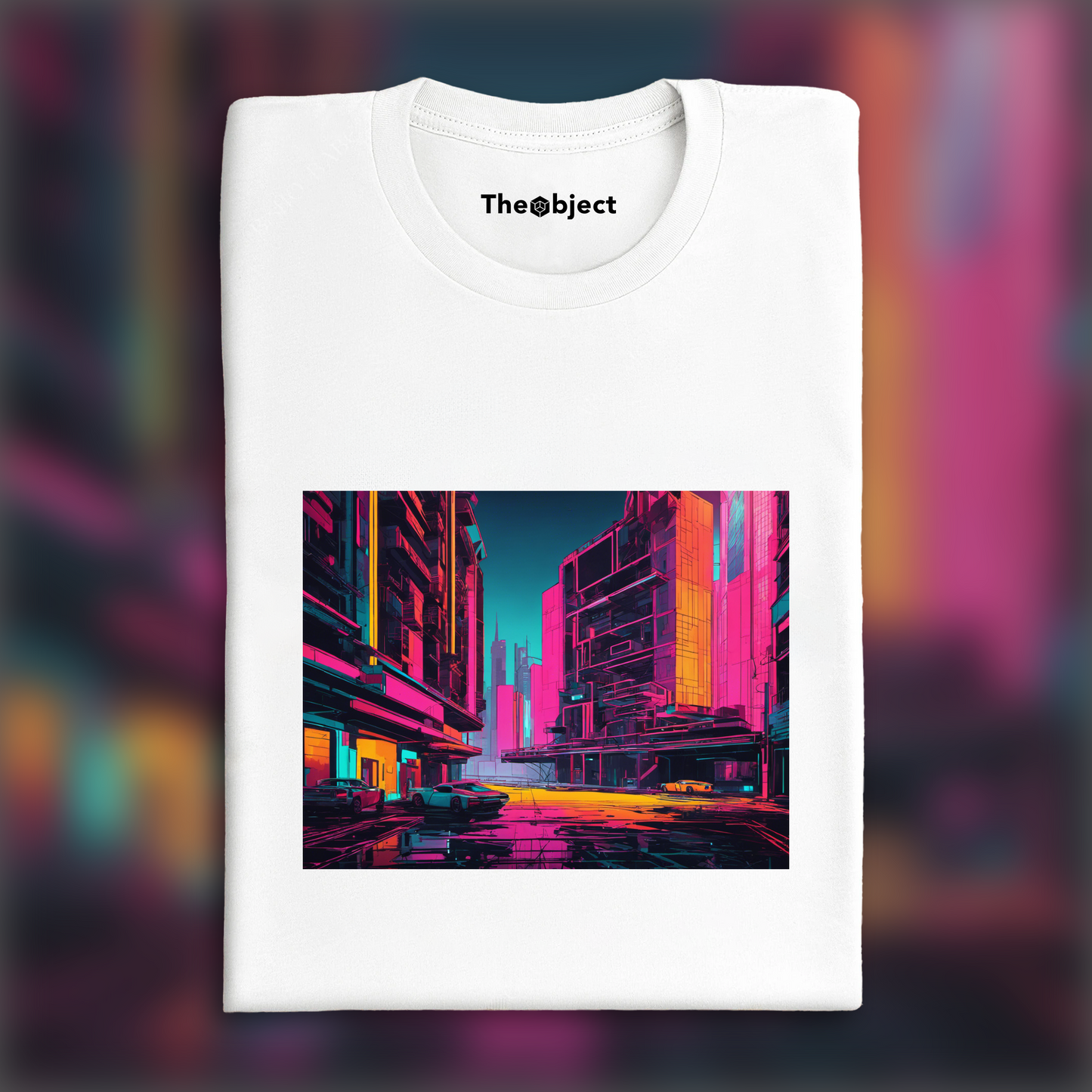 T-Shirt - Neon punk, Brutalist architecture, city - 1369078049