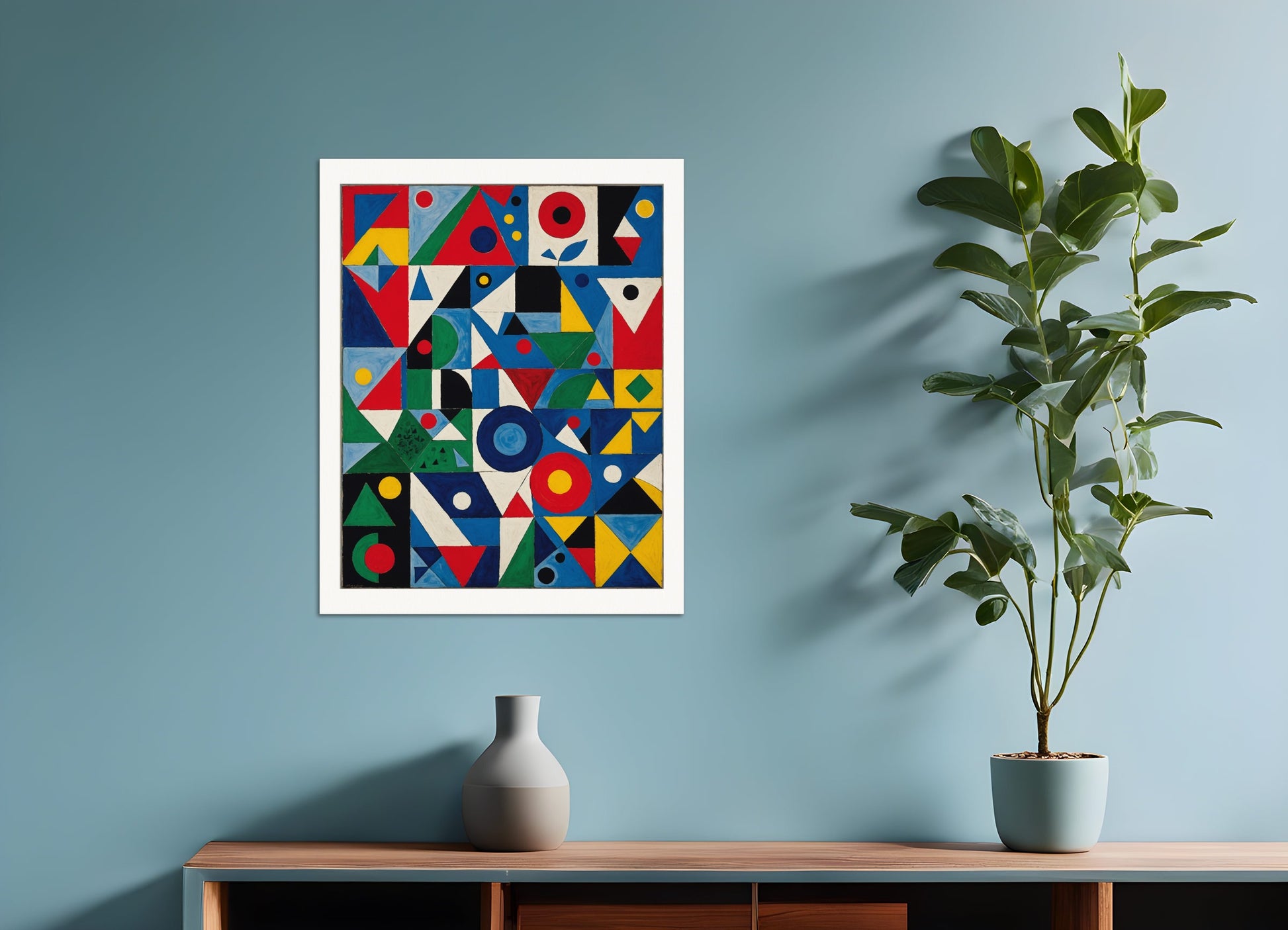 Poster: Painting without school, surrealism and neo-primitivism, Geometric patterns