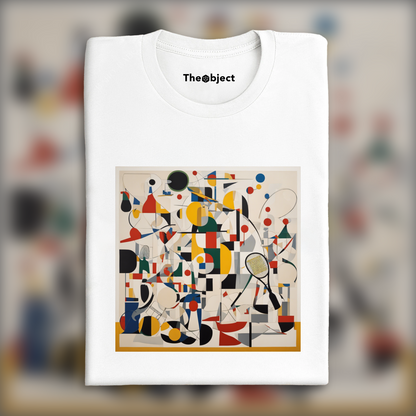 T-Shirt - Lines and geometric figures with floating shapes, playful abstract art, tennis - 2776345056