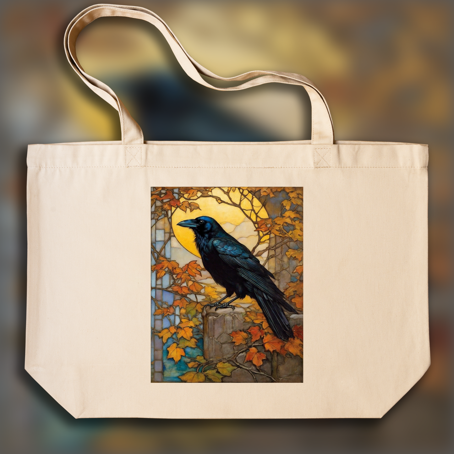 Tote bag - Vitraux exquis aux motifs complexes, Corbeau - 1979346861