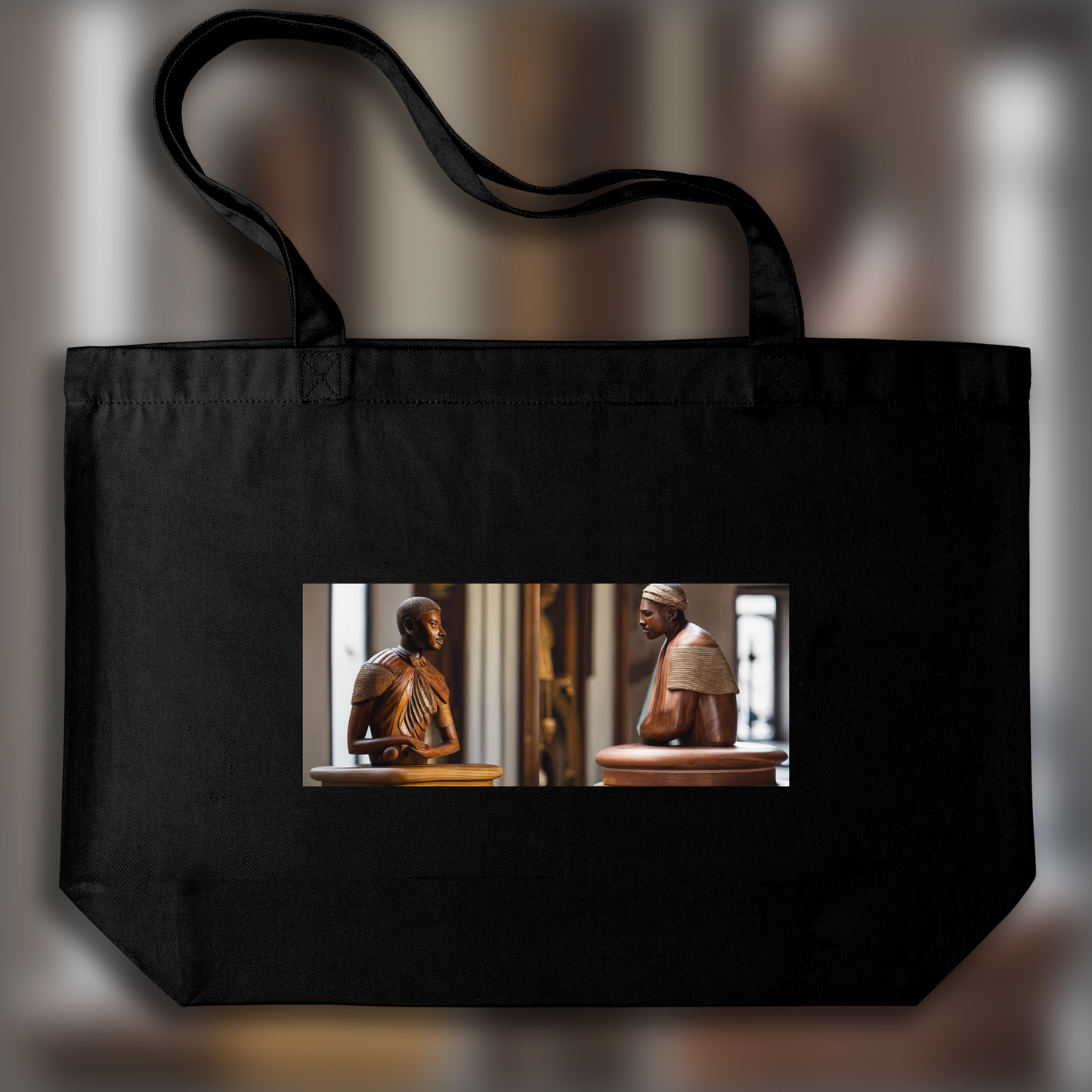 Tote bag - Guyanese man wooden statue with Medicean influences from Tuscan sculpture art., Man - 1184008719