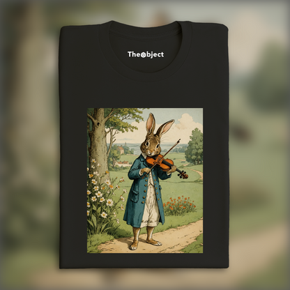 T-Shirt - British illustrations, innocent and nostalgic childhood, rabbit playing the violin - 3591799511