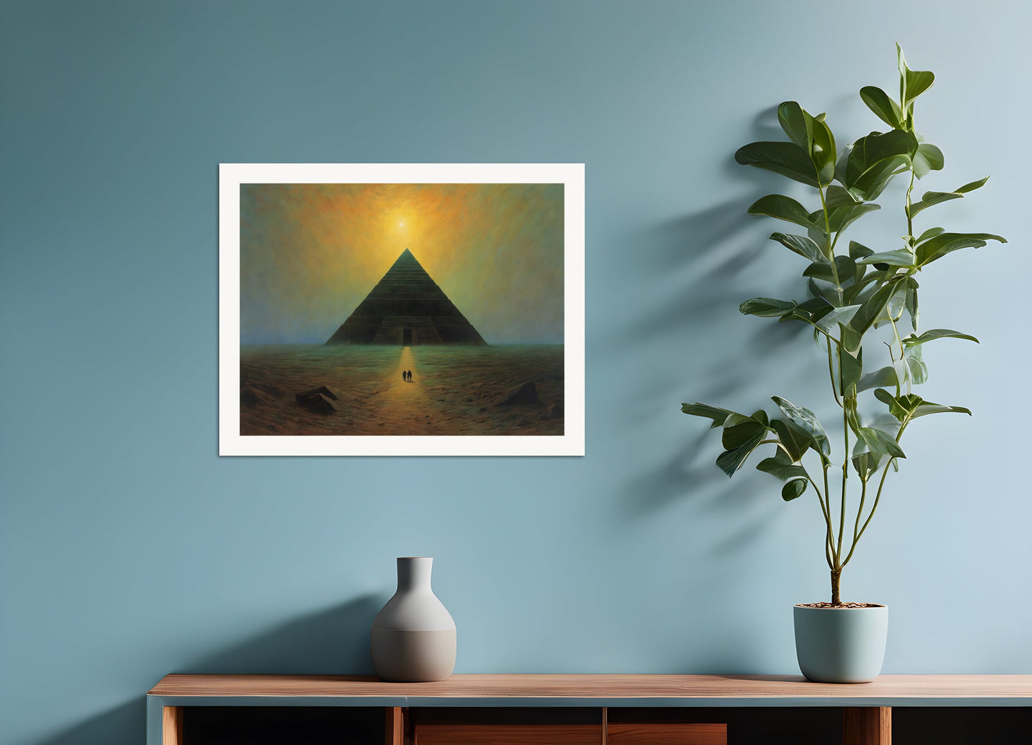 Poster: Illustration of deinforced, atmospheric, dark and mystical band illustration, Pyramid