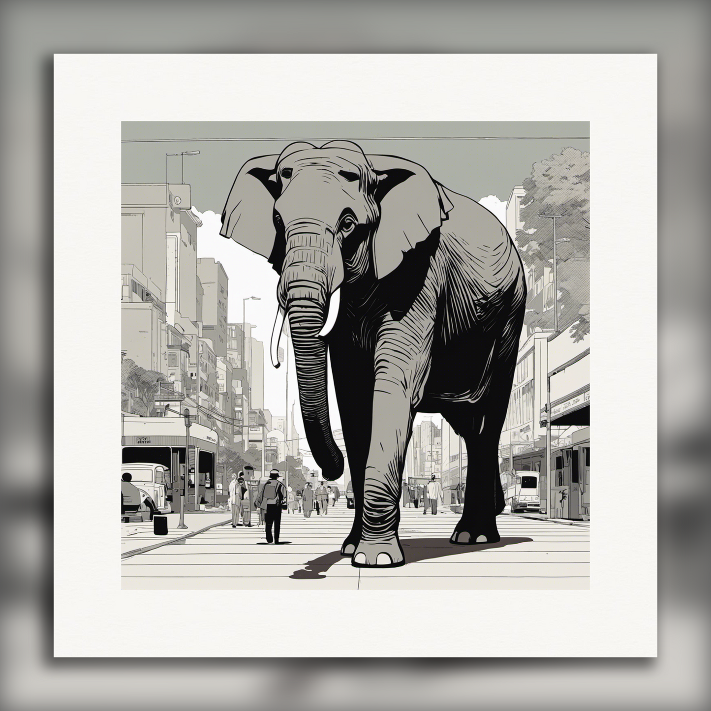 Poster - American comic book author with a clean, minimalist line, Elephant - 3108287561