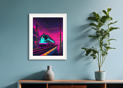 Poster with wood frame: Neon punk, Train