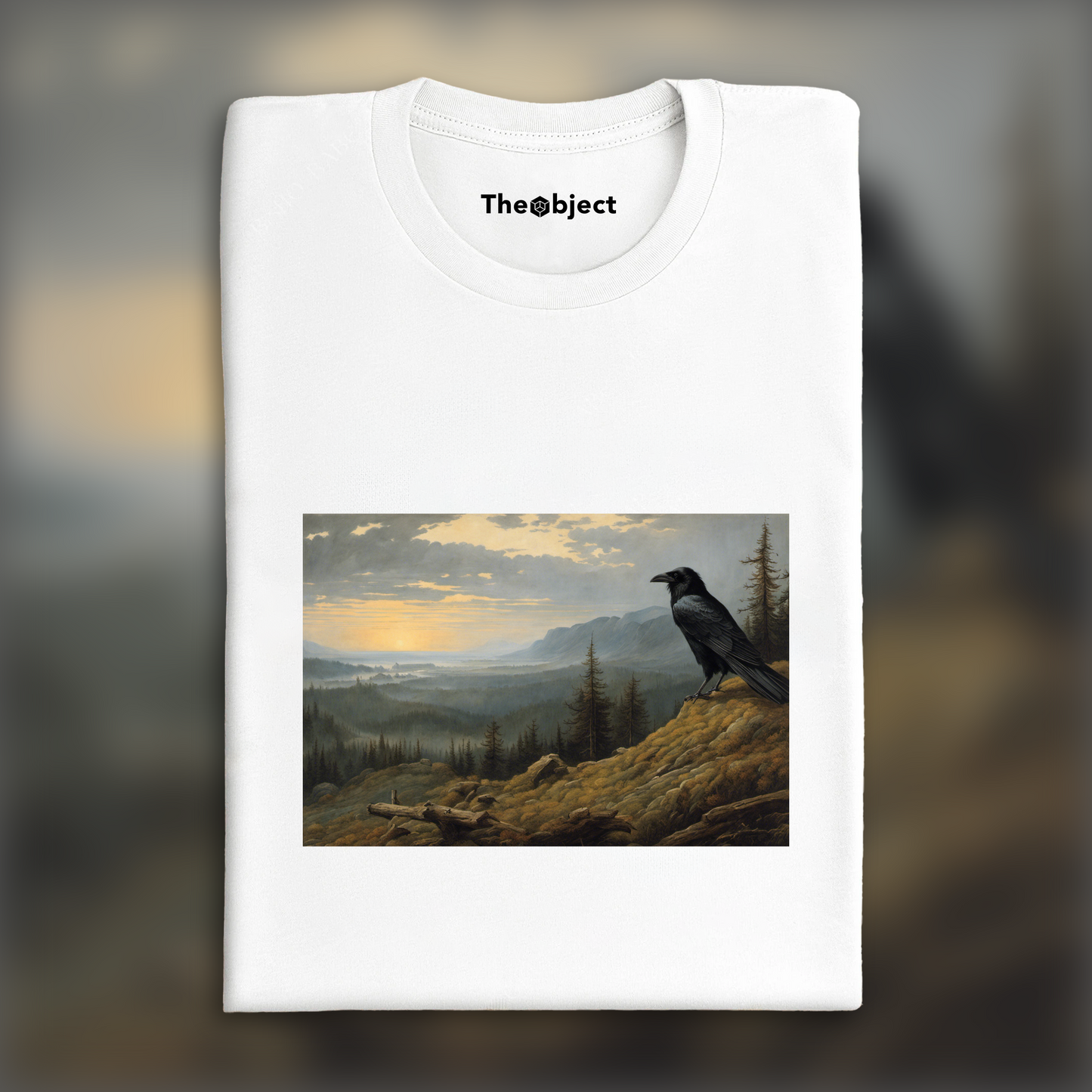 T-Shirt - Mesmerizing landscapes invoking spiritual introspection, a crow - 1972741577