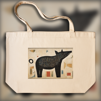 Tote bag - Abstract compositions with fanciful shapes, a black animal - 2589581939