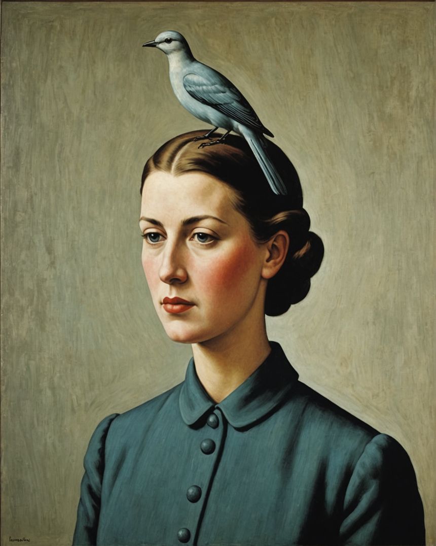 Image - Surréalisme belge, Une femme avec un oiseau - 1627918147