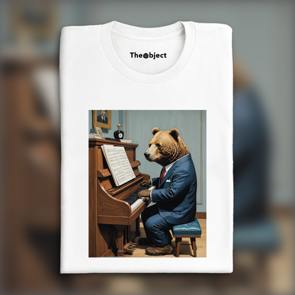 T-Shirt - Contemporary Japanese kawaii artist, bear in suit plays piano - 2777573109