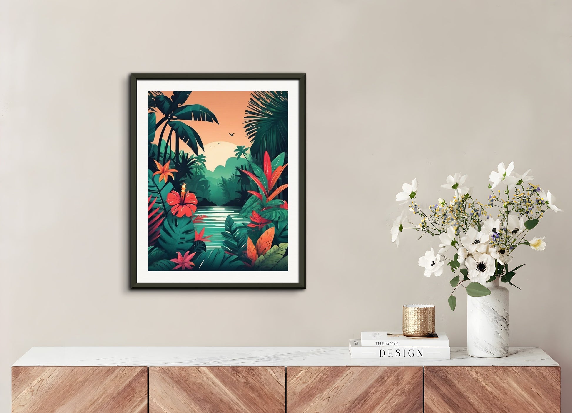 Poster with metal frame: Tropical jungle, Candle