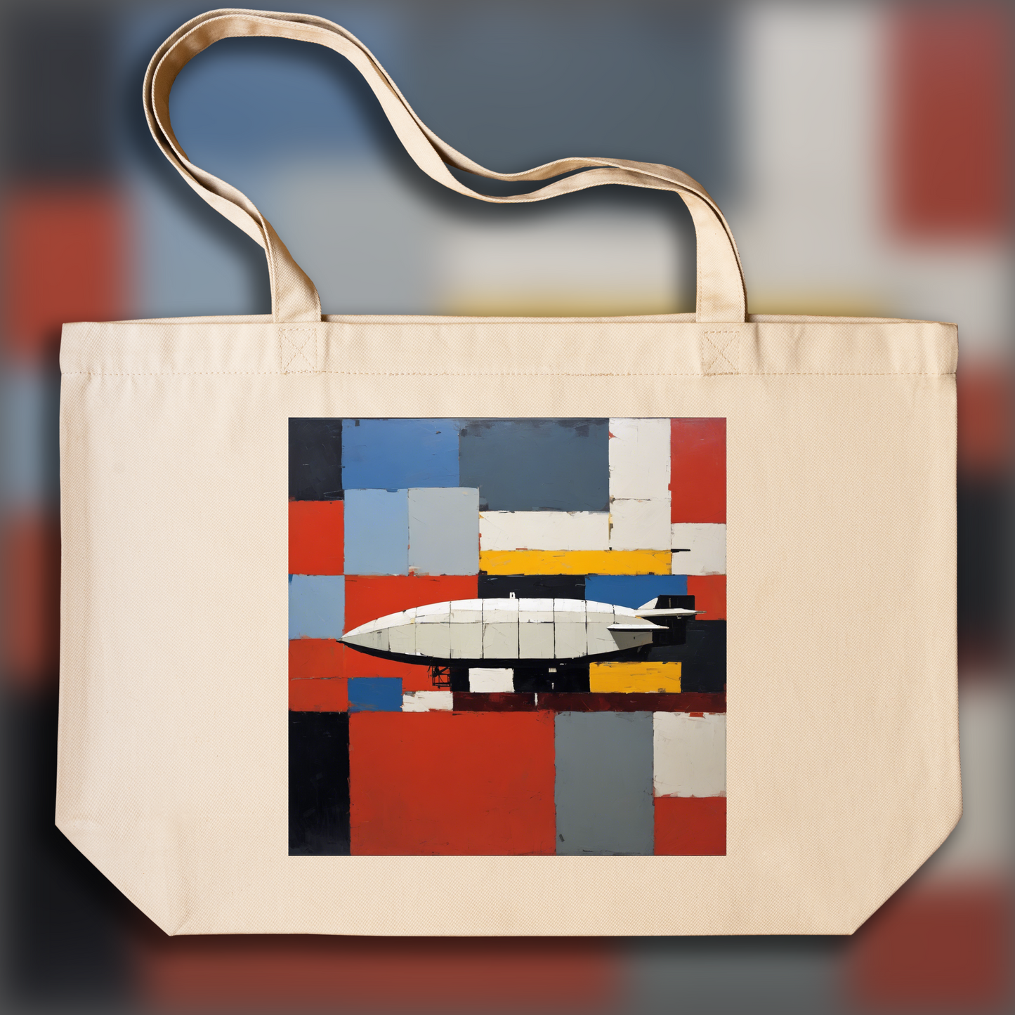 Tote bag - Figurative abstraction, formes géométriques épaisses et texturées, Zeppelin - 1724975525