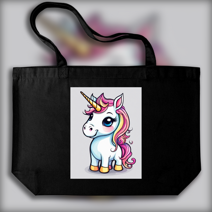 Tote bag - colored drawing, A baby cute unicorn - 1869591321