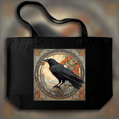 Tote bag - Enchanting fusion of ornate lines and flowing shapes, Crow - 248461167