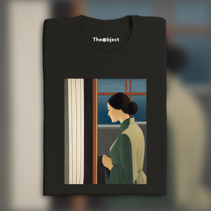 T-Shirt - Dreamlike and transcendent contemporary American painting, a women looking at the window - 3475385370