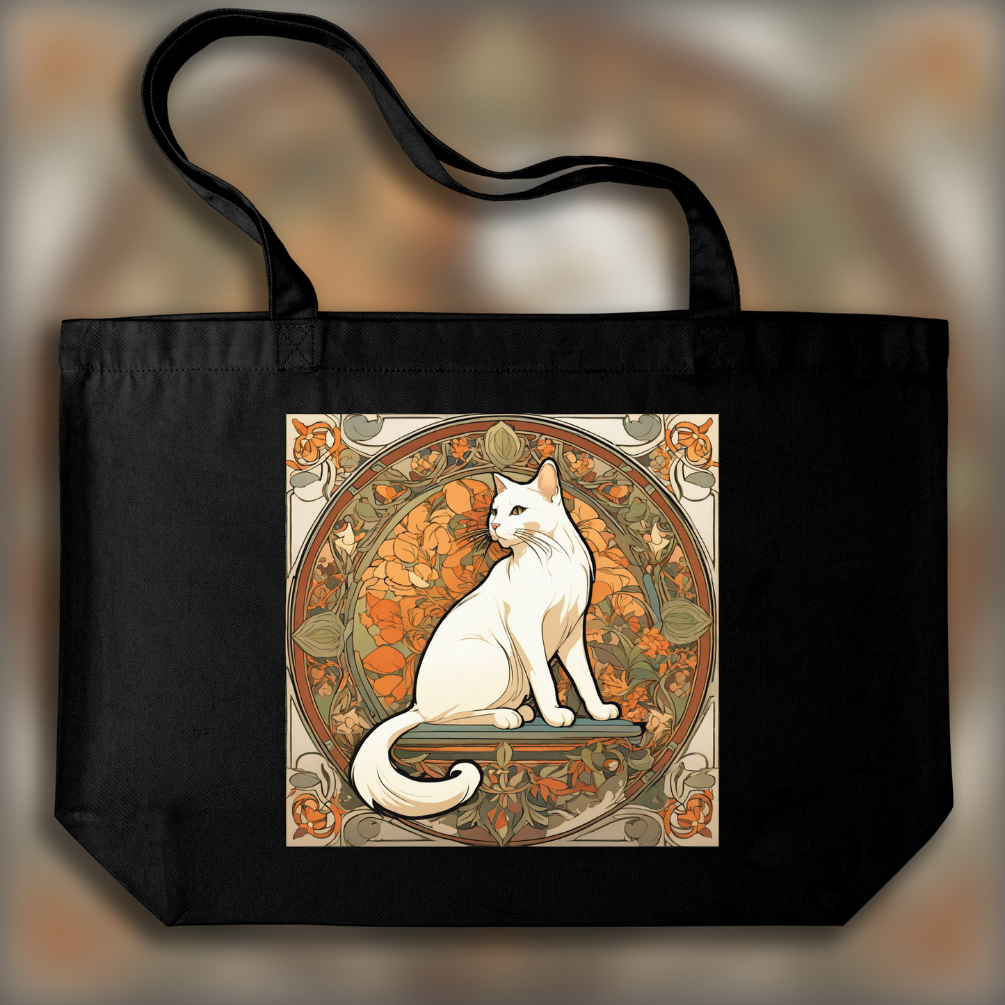 Tote bag - Enchanting fusion of ornate lines and flowing shapes, Cat - 4003777367