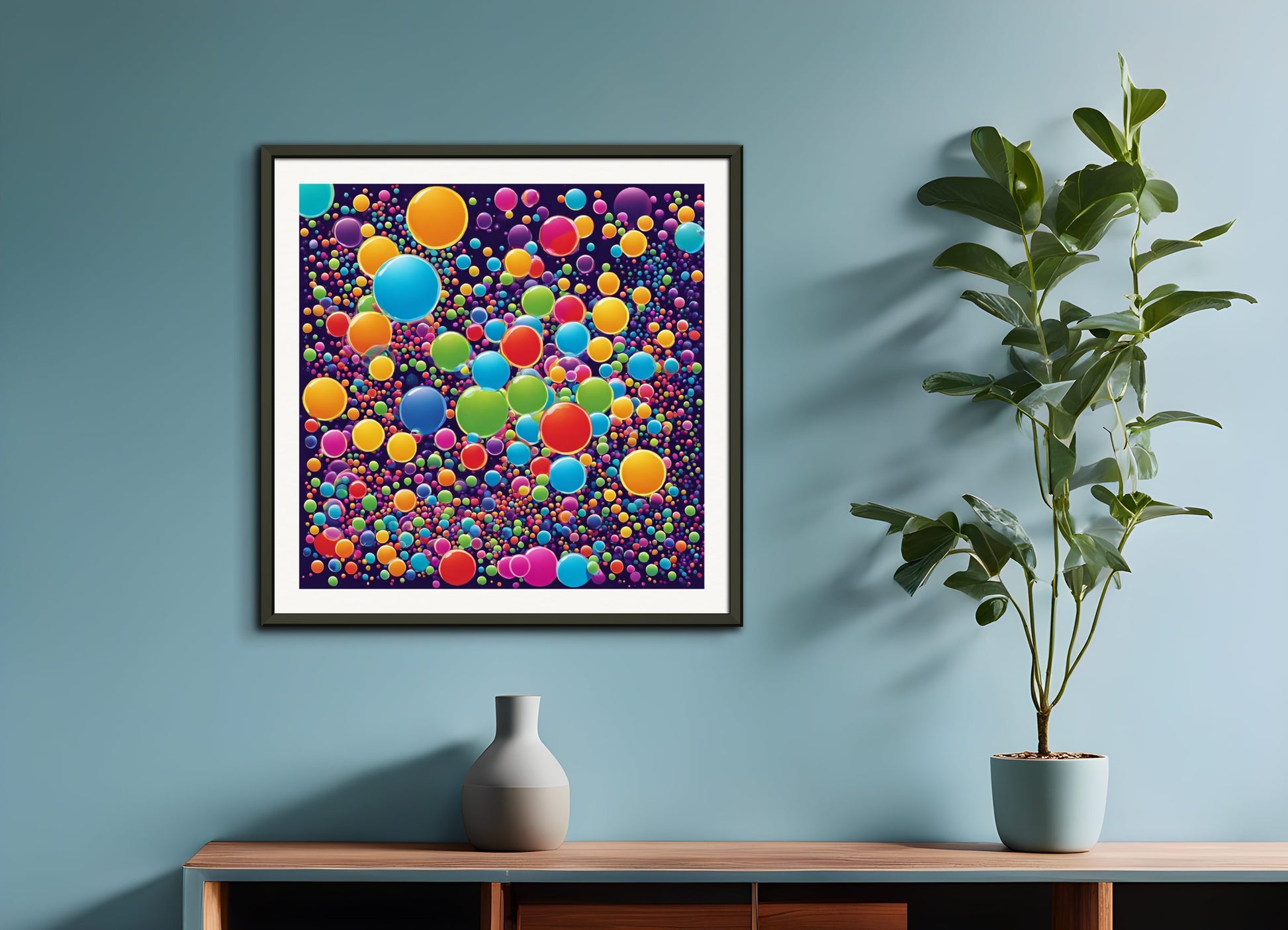 Poster with metal frame: Psychedelic art, Bubbles