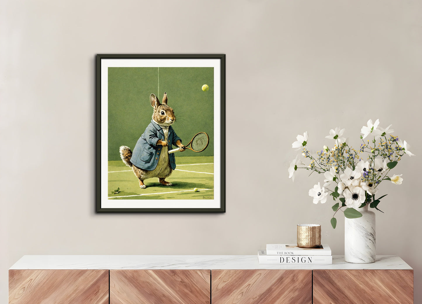 Poster with metal frame: Charming tales, delicate British watercolors, Tennis