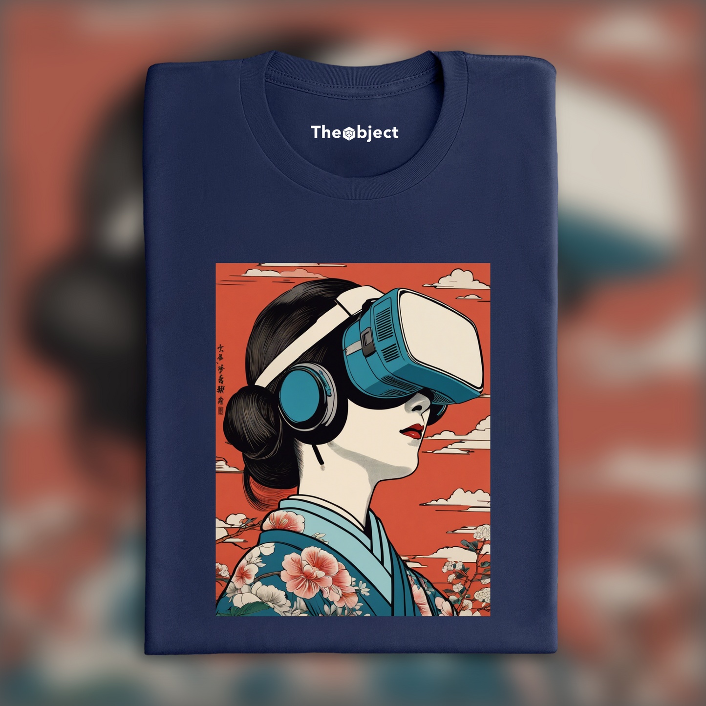 T-Shirt - Poetic ukiyo-e views, fleeting moments, close up of a women with a virtual reality headset - 146381944