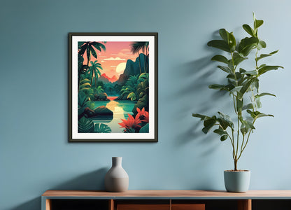 Poster with metal frame: Tropical jungle, Candle