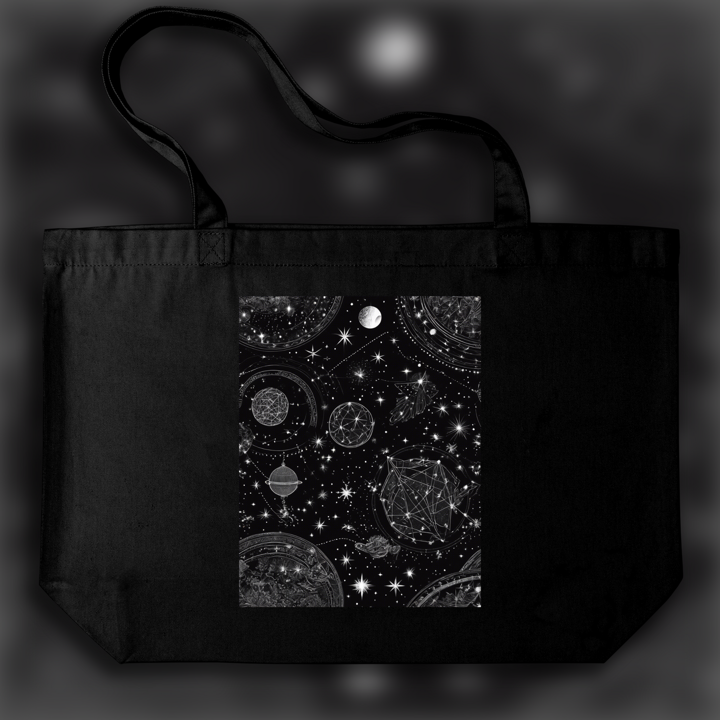 Tote bag - Constellations beautiful drawing, black background, Astrology, twins - 158584641