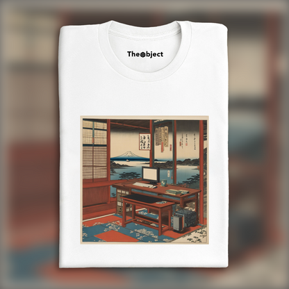 T-Shirt - Poetic ukiyo-e views, fleeting moments, a computer on a table - 204780258