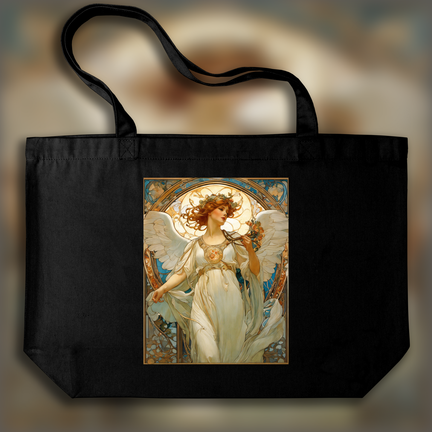 Tote bag - Enchanting fusion of ornate lines and flowing shapes, Angel - 1618268576