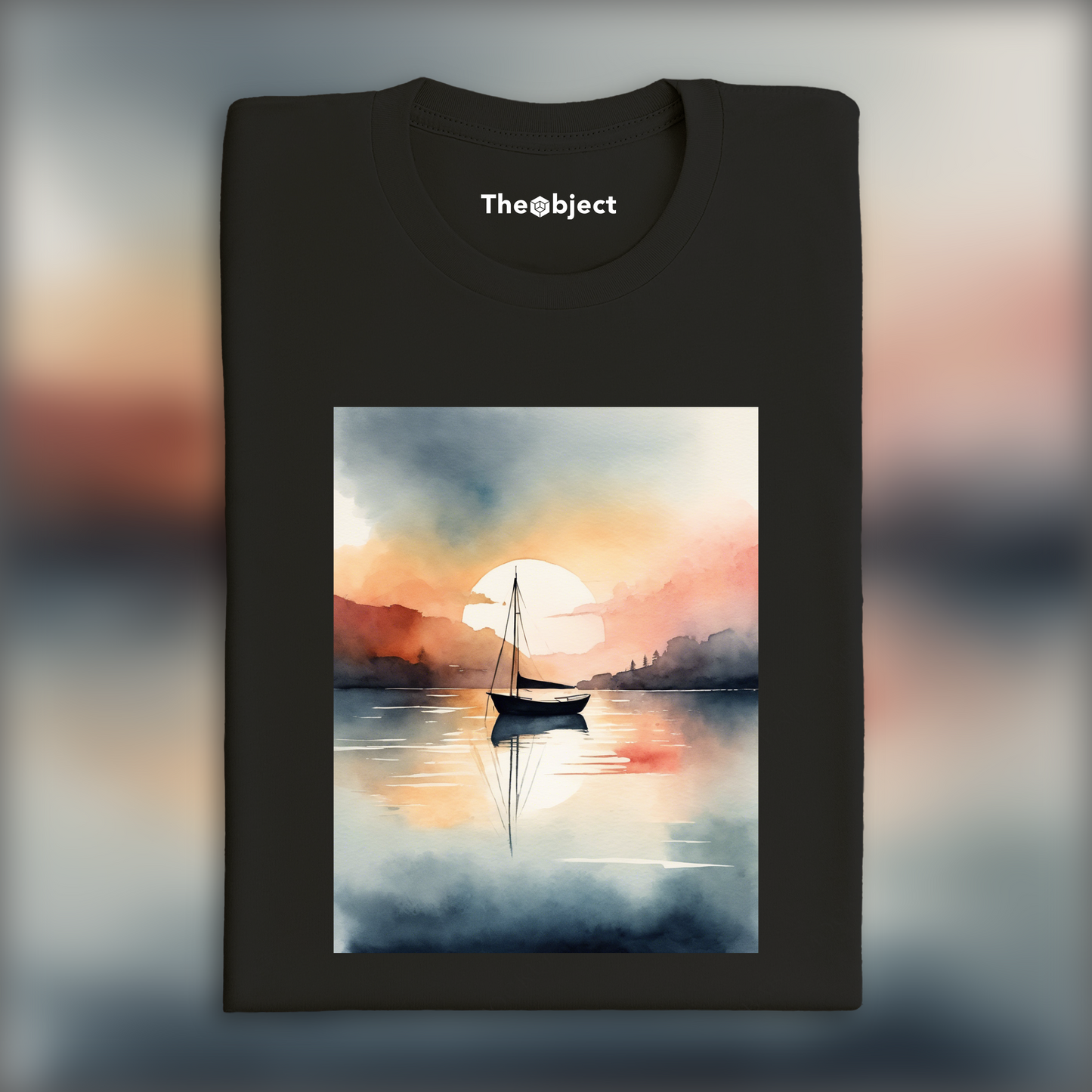 T-Shirt - Aquarelle abstraite sur dégradés de couleurs, Bateau - 4026750776