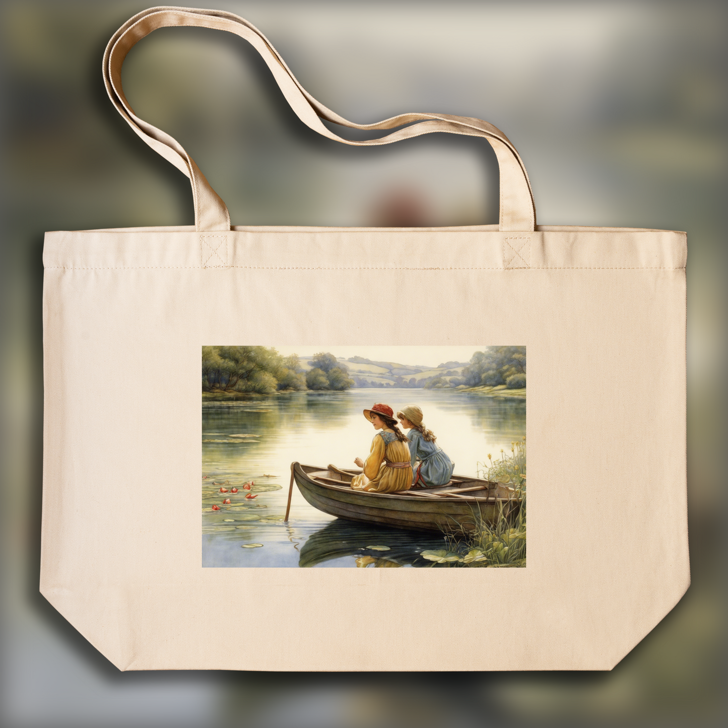 Tote bag - British illustration with natural poetics, Lake - 3791546313