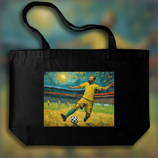 Tote bag - Peinture capturant la turbulence passionnée de la nature et de l’émotion humaine, Soccer - 3332079756