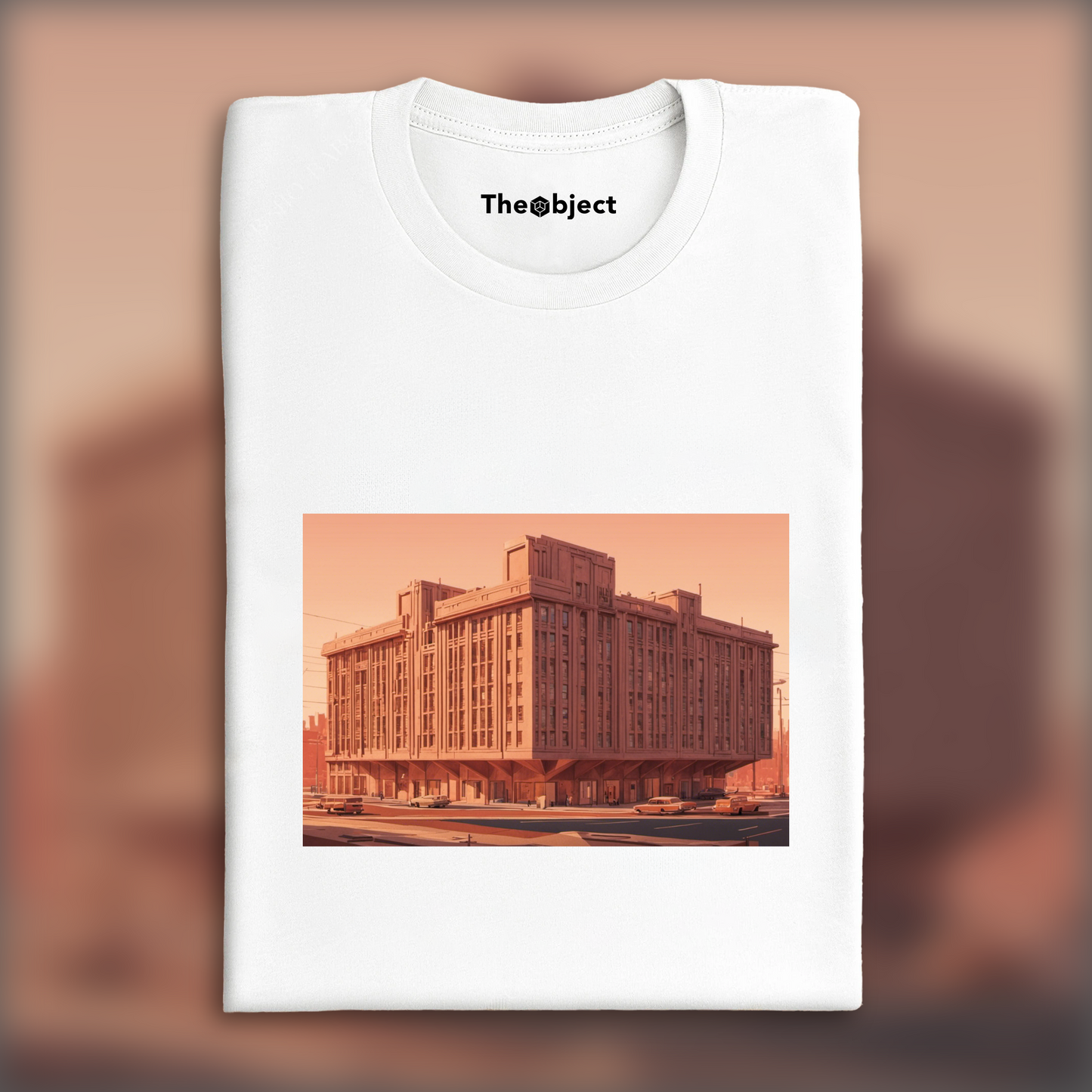 T-Shirt - Symmetrical cinematography with a clean color palette, Brutalist architecture, city - 1555704176