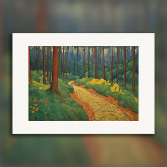 Poster - Symbolism with bright colors and simplified shapes, Forest - 3025043639